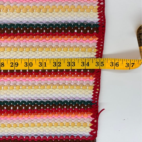 Vtg. Handmade Rag Rug Crocheted Edge, Reversible Floor Mat - Picture 6 of 7